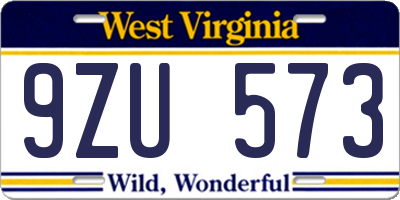 WV license plate 9ZU573