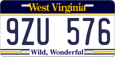 WV license plate 9ZU576