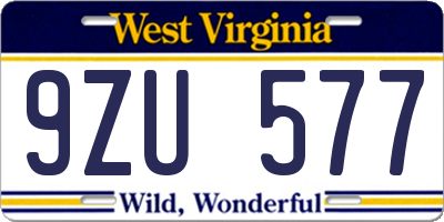 WV license plate 9ZU577