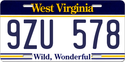 WV license plate 9ZU578