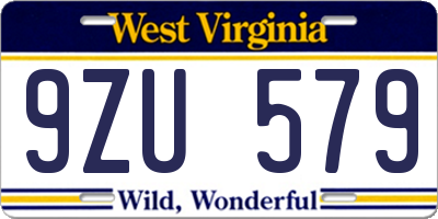 WV license plate 9ZU579