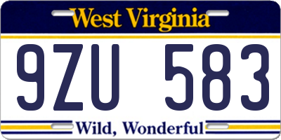 WV license plate 9ZU583