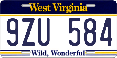WV license plate 9ZU584