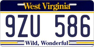 WV license plate 9ZU586