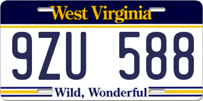 WV license plate 9ZU588