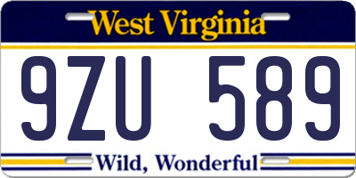 WV license plate 9ZU589