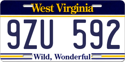 WV license plate 9ZU592