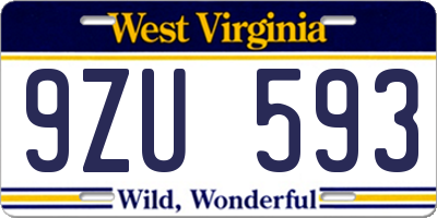 WV license plate 9ZU593