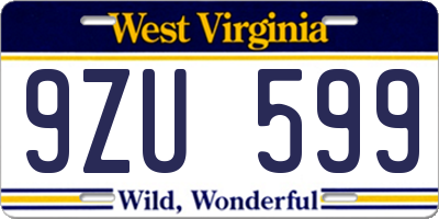 WV license plate 9ZU599