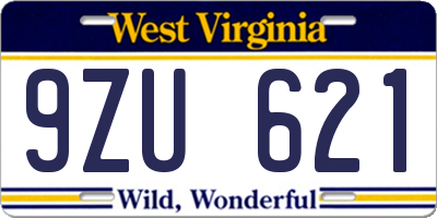 WV license plate 9ZU621
