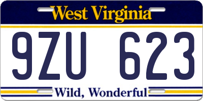 WV license plate 9ZU623