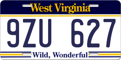WV license plate 9ZU627
