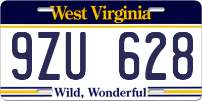 WV license plate 9ZU628