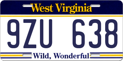 WV license plate 9ZU638