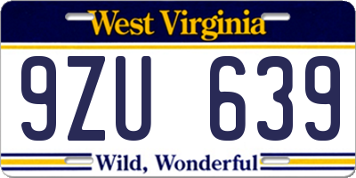 WV license plate 9ZU639
