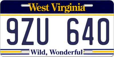 WV license plate 9ZU640