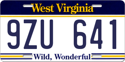 WV license plate 9ZU641