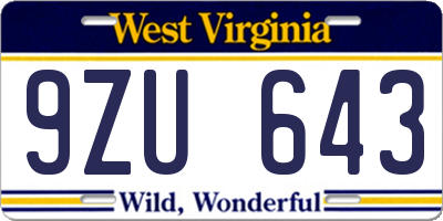 WV license plate 9ZU643