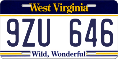 WV license plate 9ZU646
