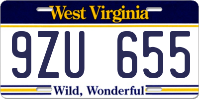 WV license plate 9ZU655