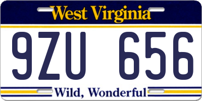 WV license plate 9ZU656