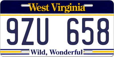 WV license plate 9ZU658