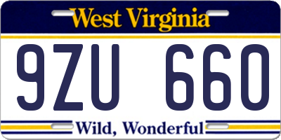 WV license plate 9ZU660