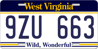 WV license plate 9ZU663