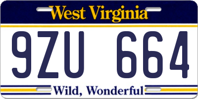WV license plate 9ZU664