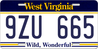 WV license plate 9ZU665