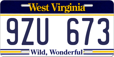 WV license plate 9ZU673