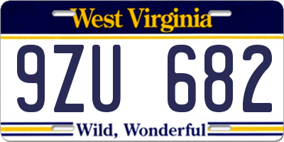 WV license plate 9ZU682