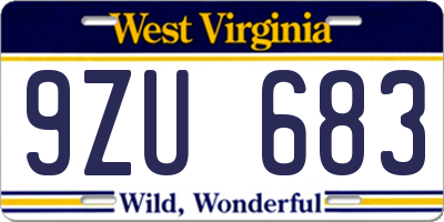 WV license plate 9ZU683