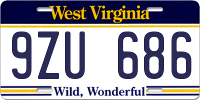 WV license plate 9ZU686