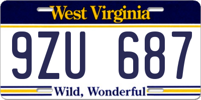 WV license plate 9ZU687