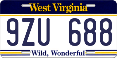 WV license plate 9ZU688