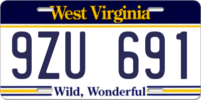 WV license plate 9ZU691