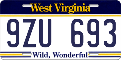 WV license plate 9ZU693