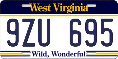 WV license plate 9ZU695