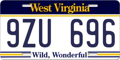 WV license plate 9ZU696