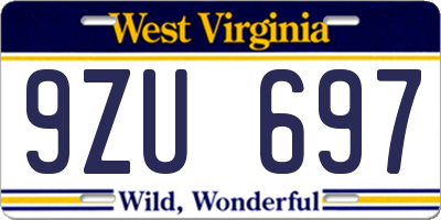 WV license plate 9ZU697