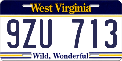 WV license plate 9ZU713