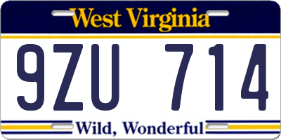 WV license plate 9ZU714