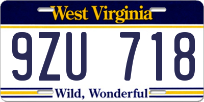 WV license plate 9ZU718