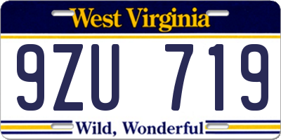 WV license plate 9ZU719