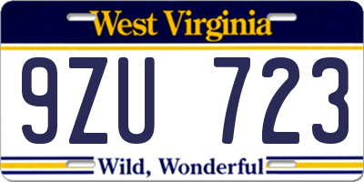 WV license plate 9ZU723
