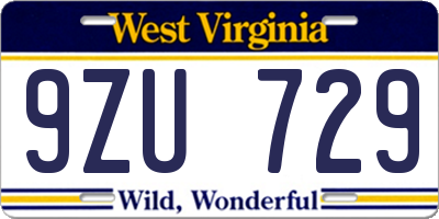 WV license plate 9ZU729