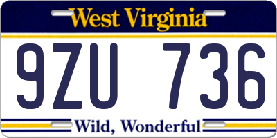 WV license plate 9ZU736