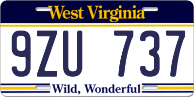 WV license plate 9ZU737