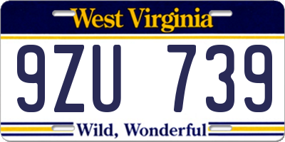 WV license plate 9ZU739